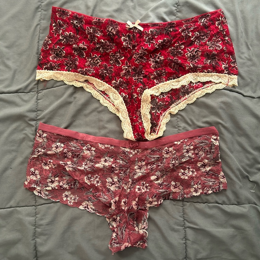 Set of 2 lace panties dark red, dusty rose. 3X